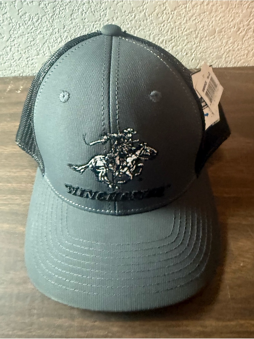 NWT Winchester Hat Cap Snap Back Gray Trucker Mesh Patch WIN20